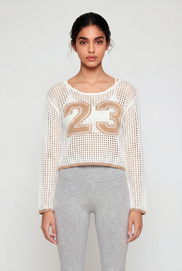 Crochet 23 Graphic Long Sleeve Top - Image 2