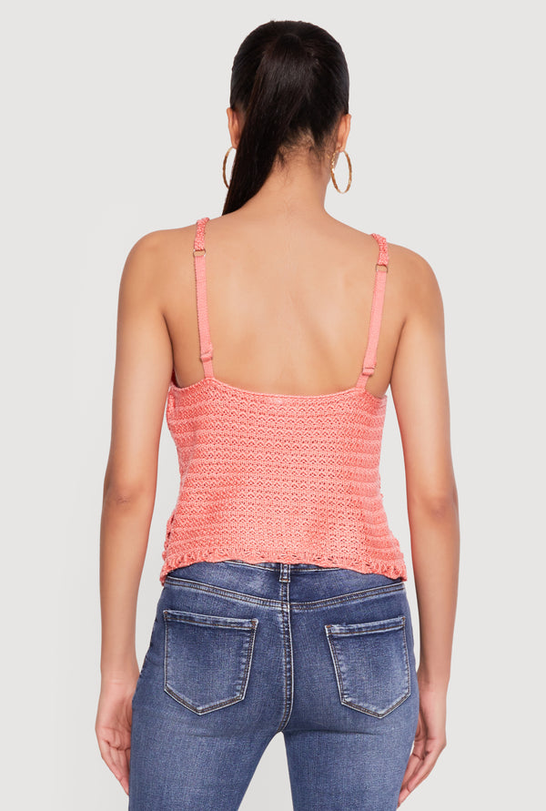 Sleeveless V Neck Crochet Top - Image 5