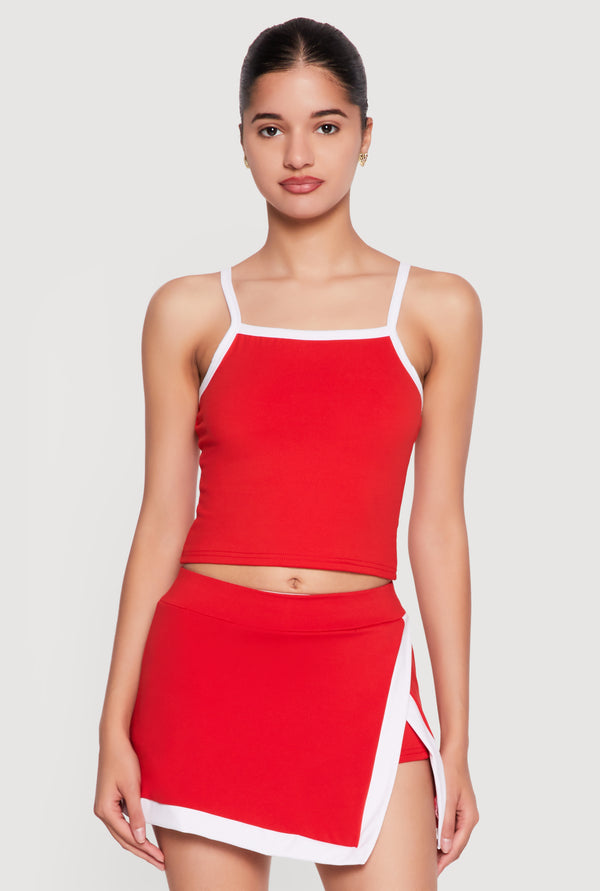 Contrast Trim Cropped Scoop Neck Cami