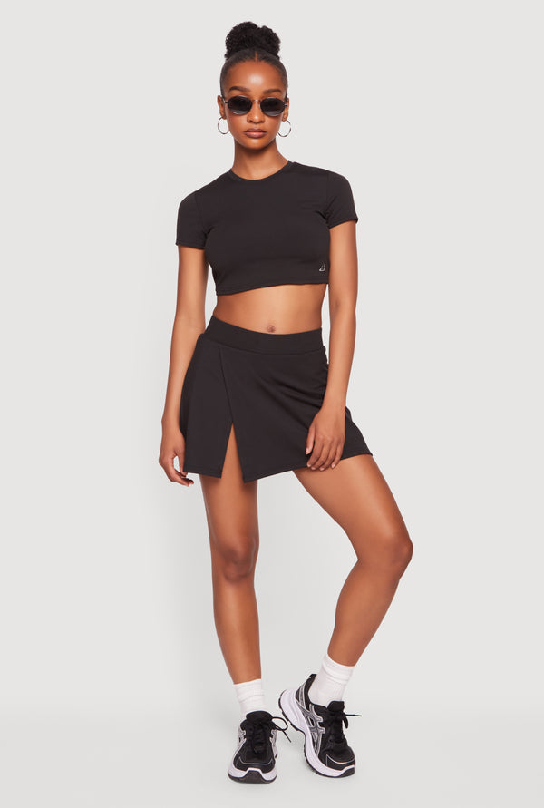 Short Sleeve Cutout Back Crop Top - Image 2
