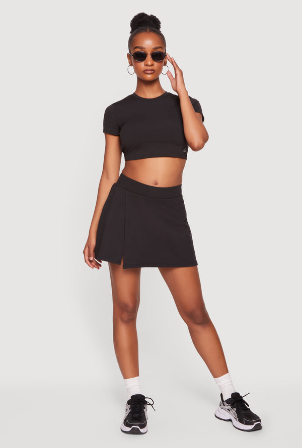Mid Rise Side Slit Skirt with Shorts Lining