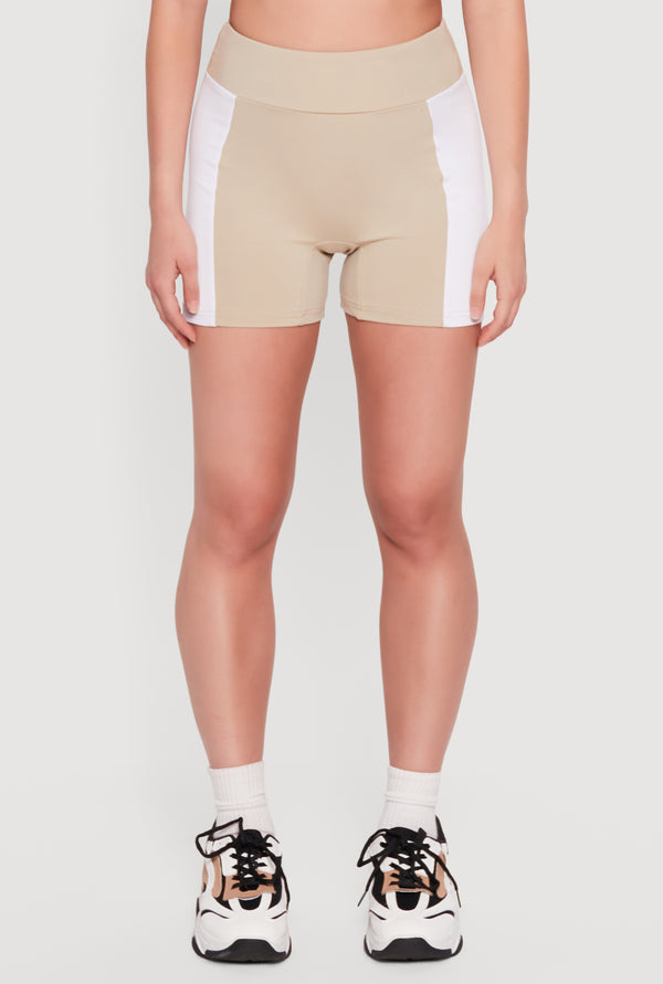 Color Blocked High Waisted Active Shorts - Image 3