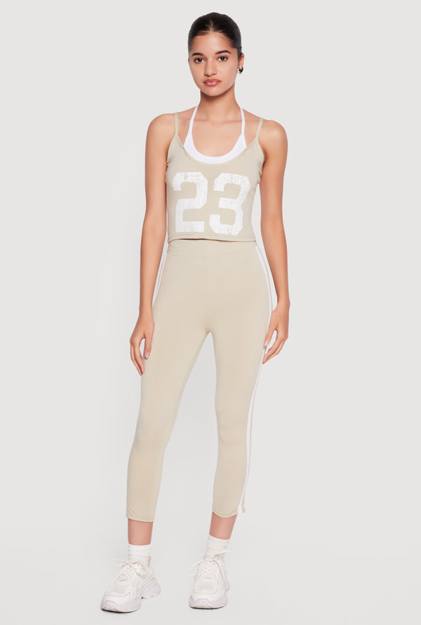 Color Blocked 23 Graphic Layered Look Crop Top - Image 2