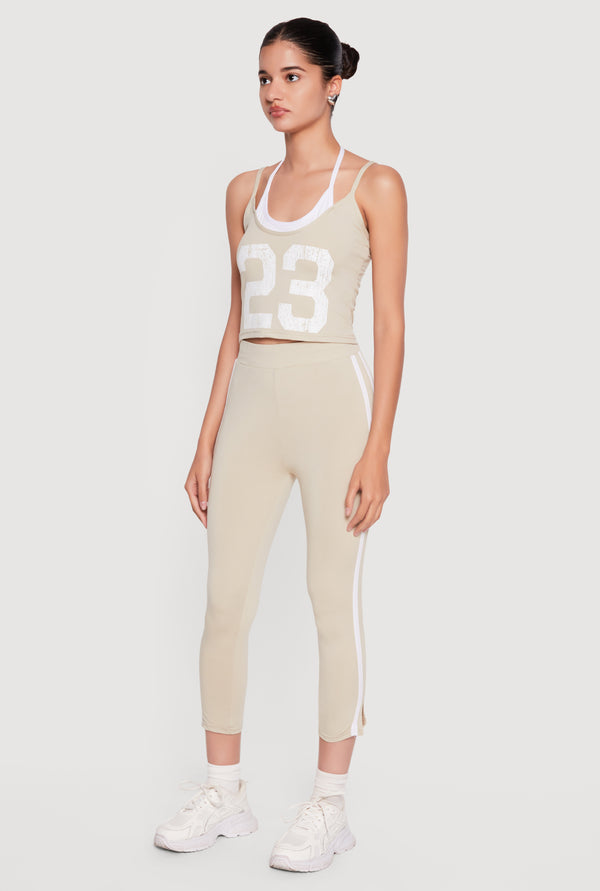 Color Blocked 23 Graphic Layered Look Crop Top - Image 3