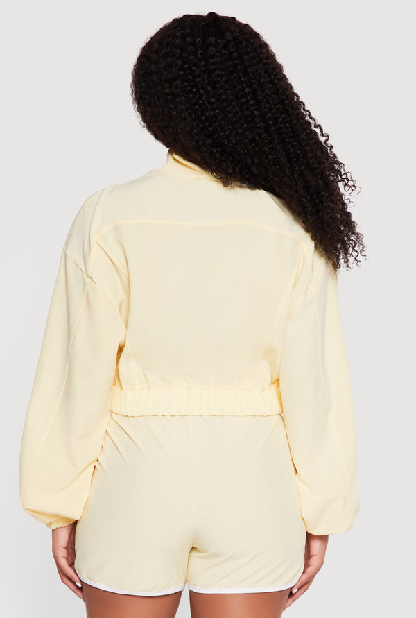 Drop Shoulder Zip Front Mock Neck Track Jacket - Image 5