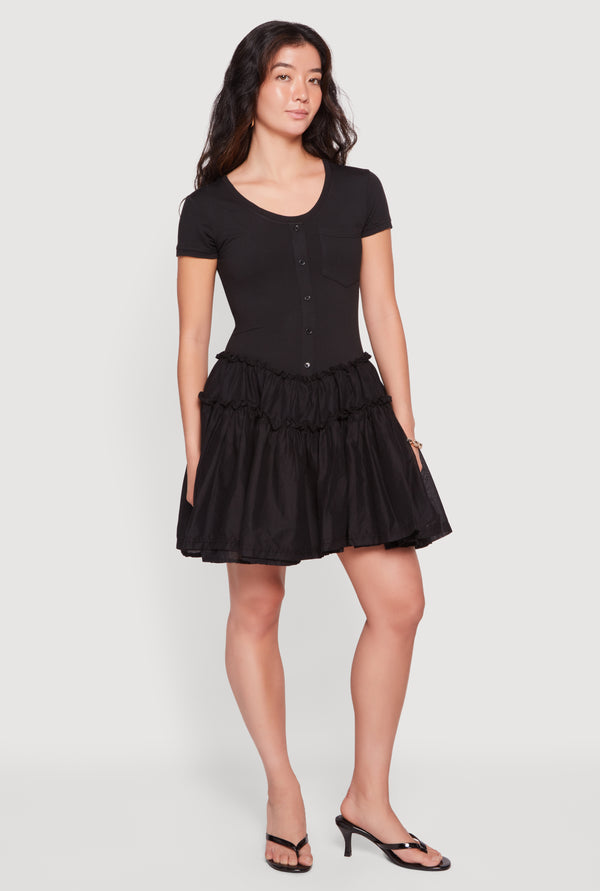 Pocket Detail Short Sleeve Skater Dress
