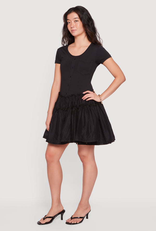 Pocket Detail Short Sleeve Skater Dress - Image 2
