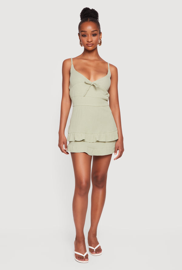 Gauze Knit Tiered Mini Sundress