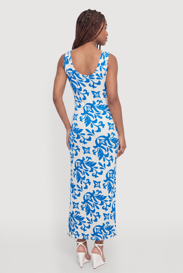 Paisley Print Side Slit Maxi Dress - Image 3