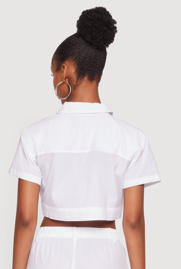 Zip Detail Cargo Pocket Crop Top - Image 5