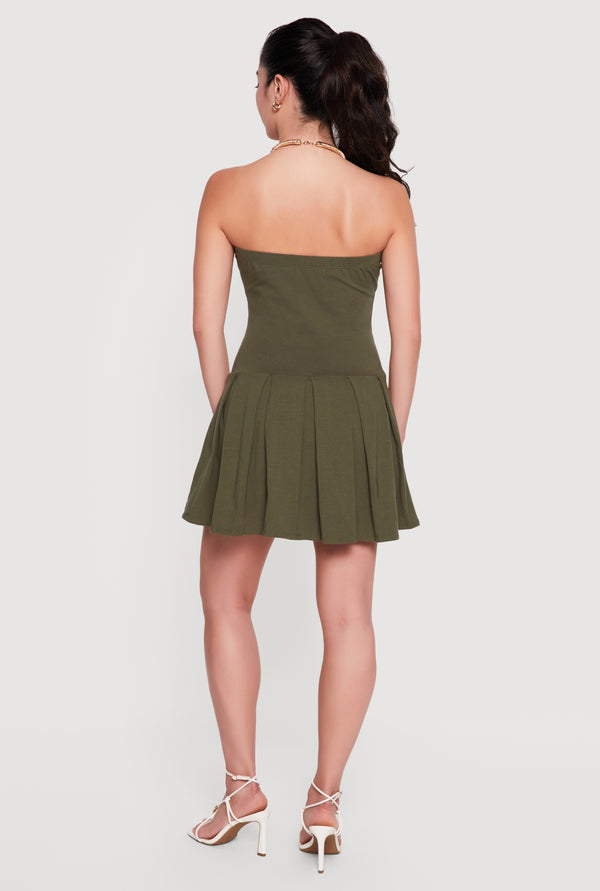 Strapless Pleated Mini Dress - Image 3