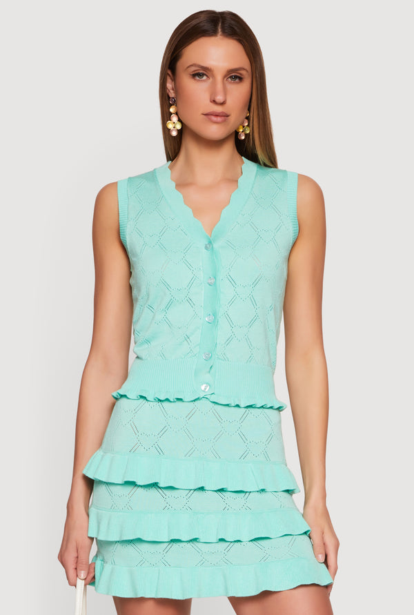 Almost Famous Heart Textured Knit Button Front Vest