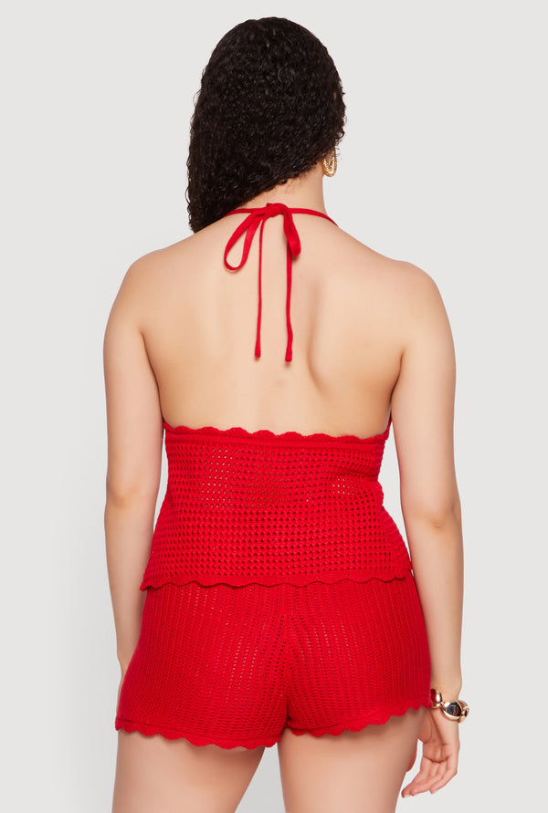 Scalloped Trim Crochet Halter Top - Image 5