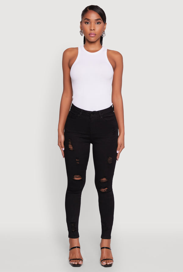 WAX Distressed Frayed Skinny Jeans - Image 2