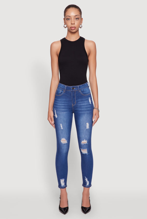WAX Distressed Frayed Skinny Jeans - Image 2