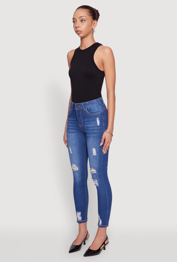 WAX Distressed Frayed Skinny Jeans - Image 3