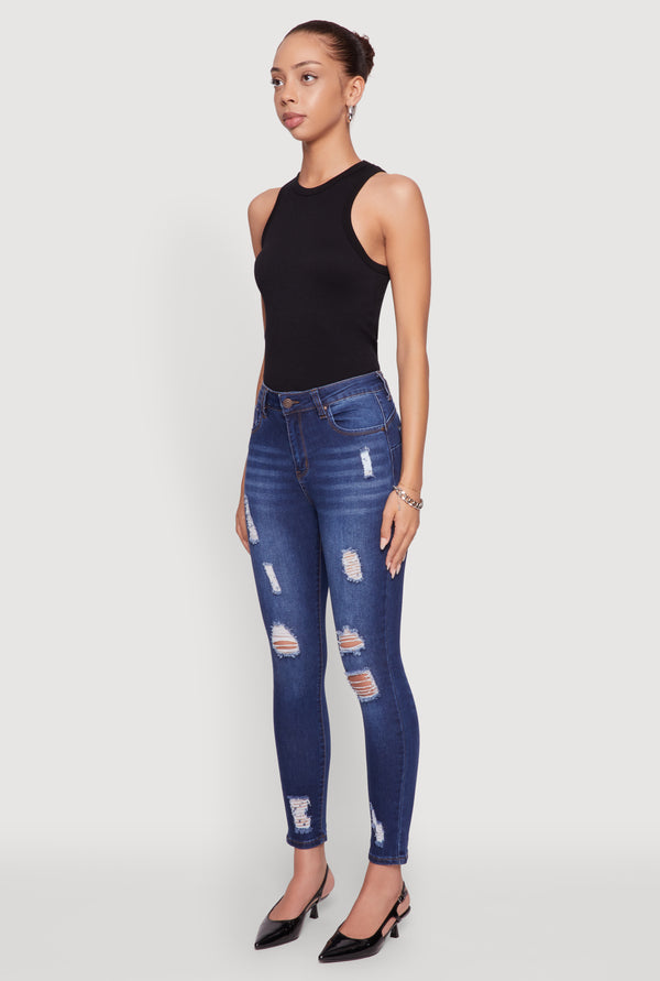 WAX Distressed Frayed Skinny Jeans - Image 3