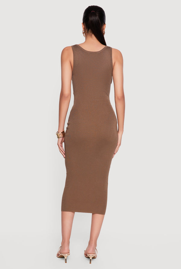 Plunge Neckline Sleeveless Midi Dress - Image 3